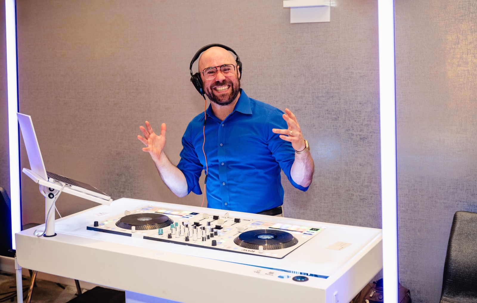 DJ Danny at his all-white booth