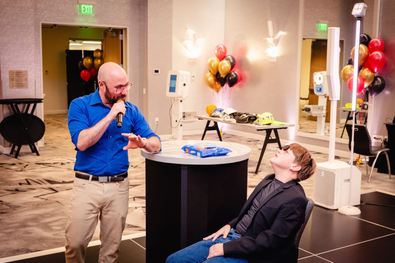 DJ Danny running the Oreo face game with a bar mitzvah guest